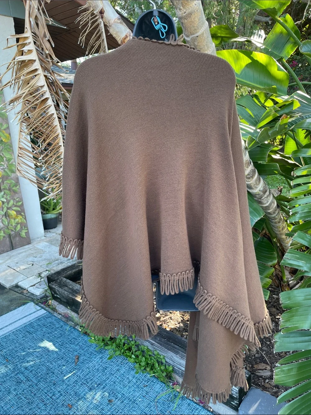 Brown fringe shawl
